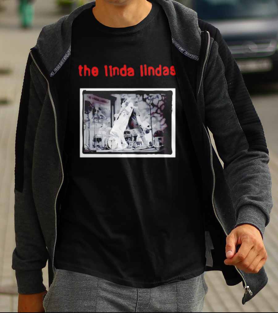 The Linda Lindas Live Performance Punk Rock Black And White Stage Scene T-Shirt