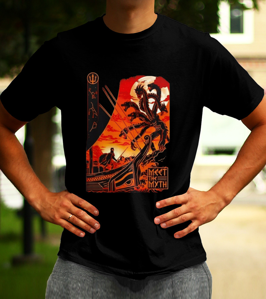 Meet The Myth Hydra Greek Mythology Hercules Dramatic Battle Scene T-Shirt
