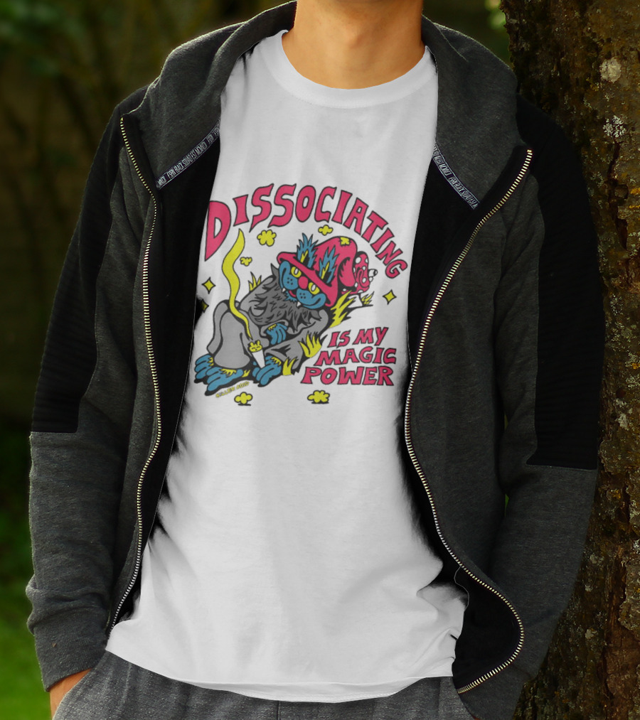 Dissociating Is My Magic Power Killer Acid Wizard Cat T-Shirt