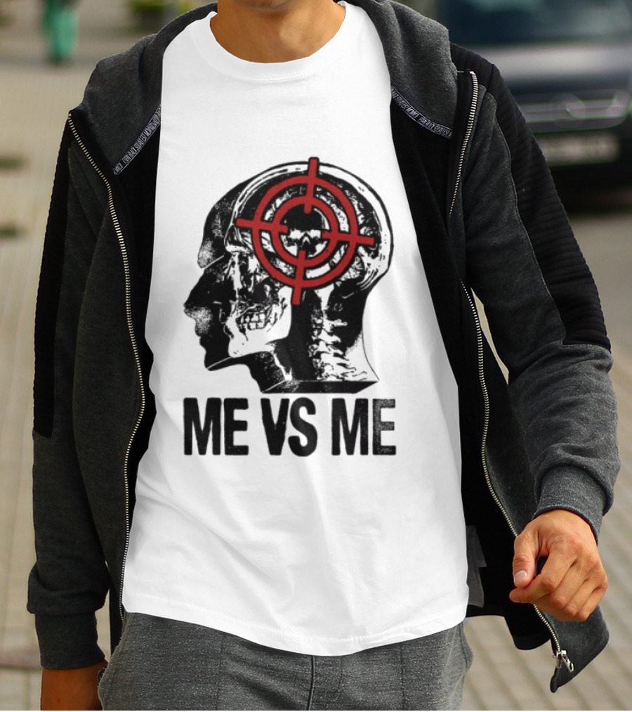 Get A Real Job Kid Store Me Vs Me White Target Head T-Shirt