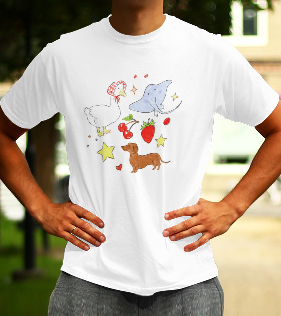 Goose Stingray Strawberry Cherry Dachshund Stars Nature T-Shirt