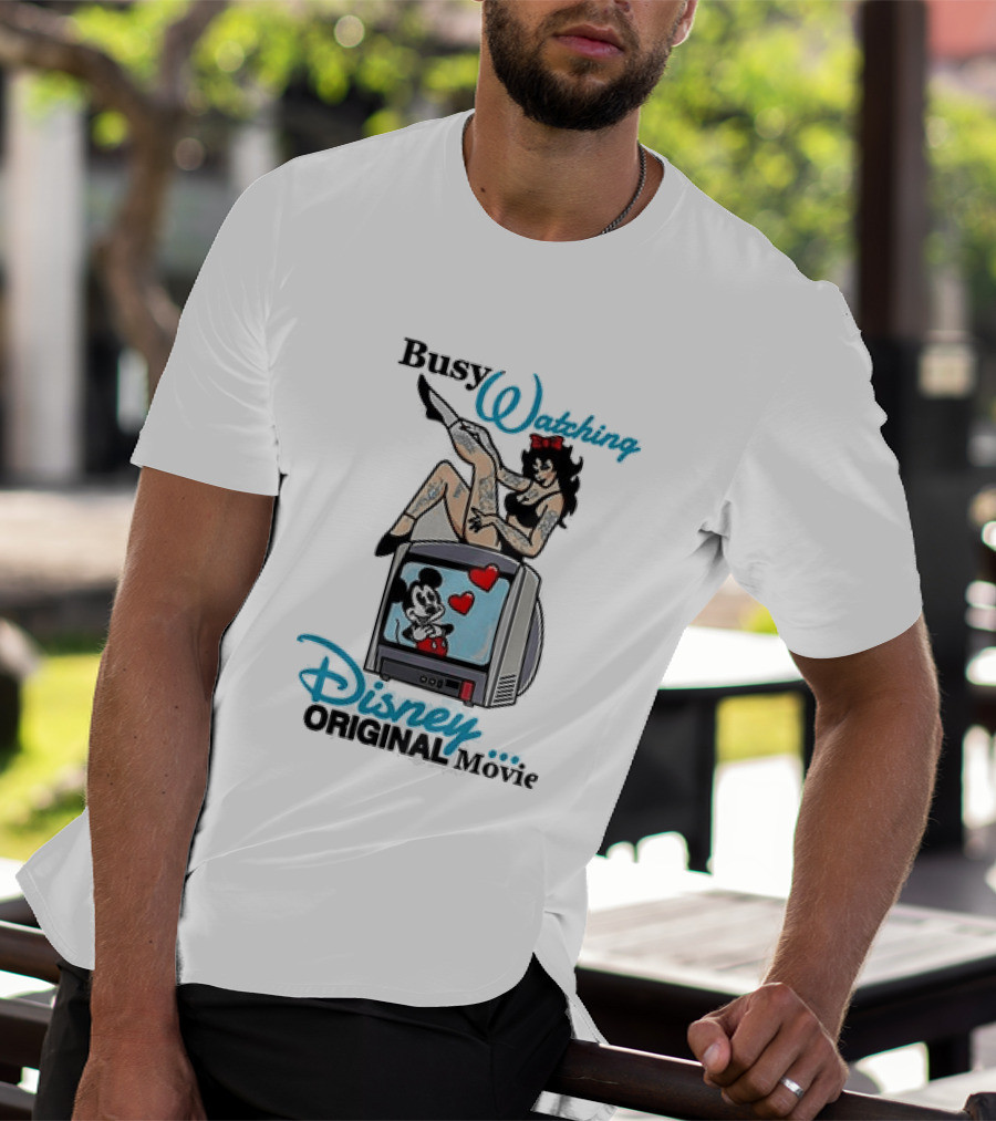 Busy Ing Disney Original Movie Retro Style With Mickey TV And Pin Up T-Shirt