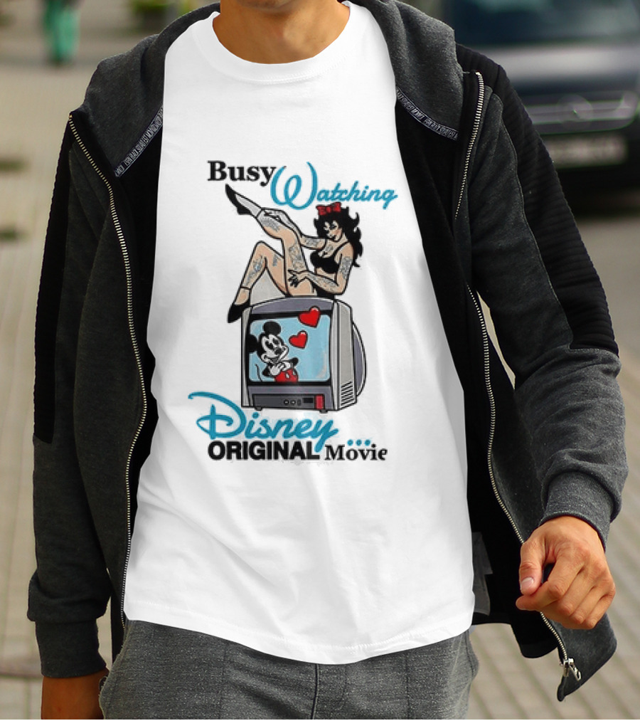 Busy Ing Disney Original Movie Retro Style With Mickey TV And Pin Up T-Shirt