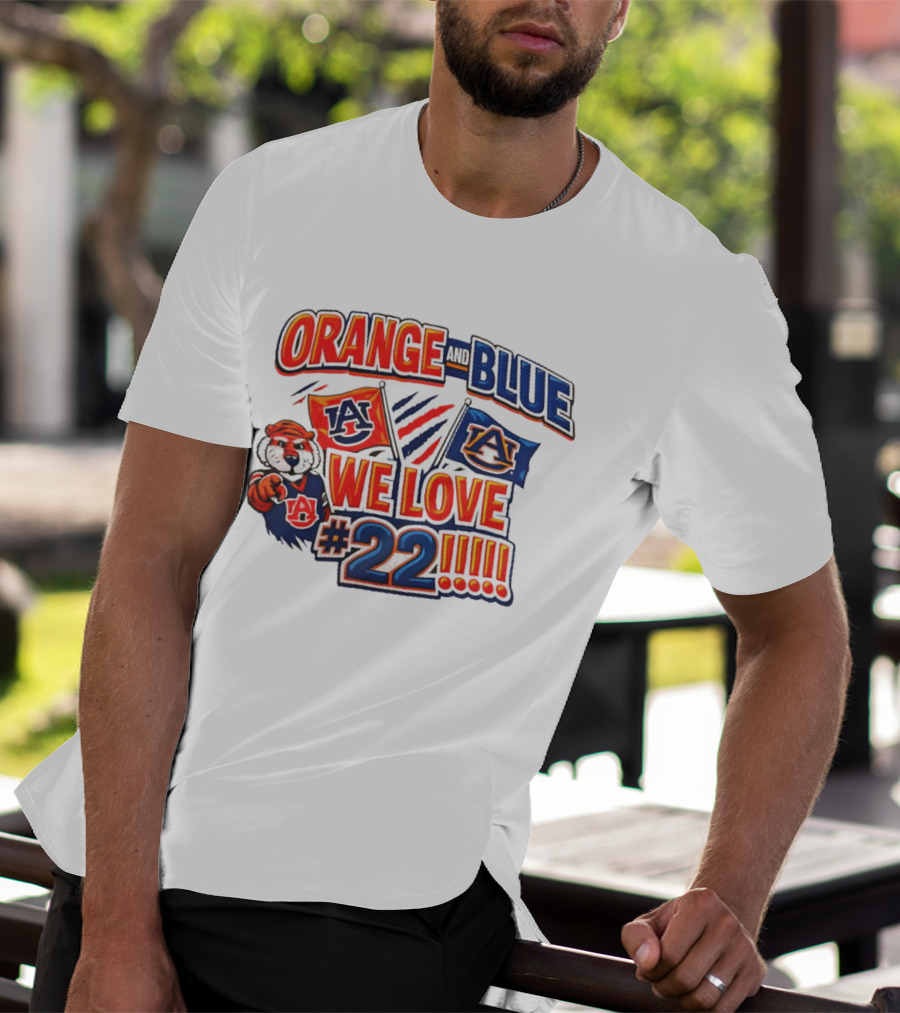Auburn Tigers Orange And Blue We Love #22 Paws Up Enthusiasts T-Shirt