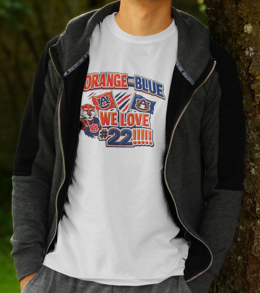 Auburn Tigers Orange And Blue We Love #22 Paws Up Enthusiasts T-Shirt
