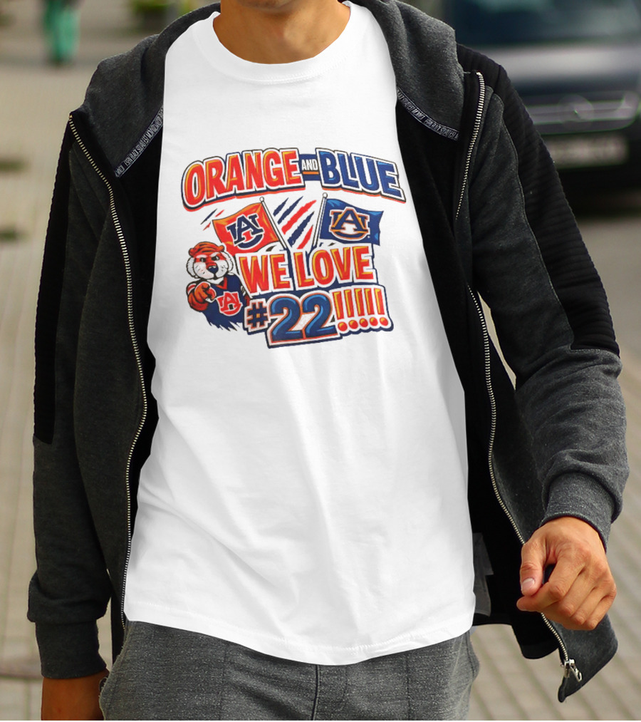 Auburn Tigers Orange And Blue We Love #22 Paws Up Enthusiasts T-Shirt