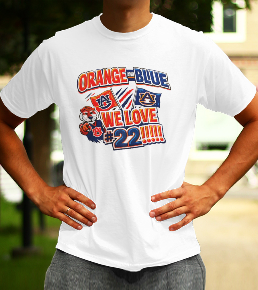Auburn Tigers Orange And Blue We Love #22 Paws Up Enthusiasts T-Shirt