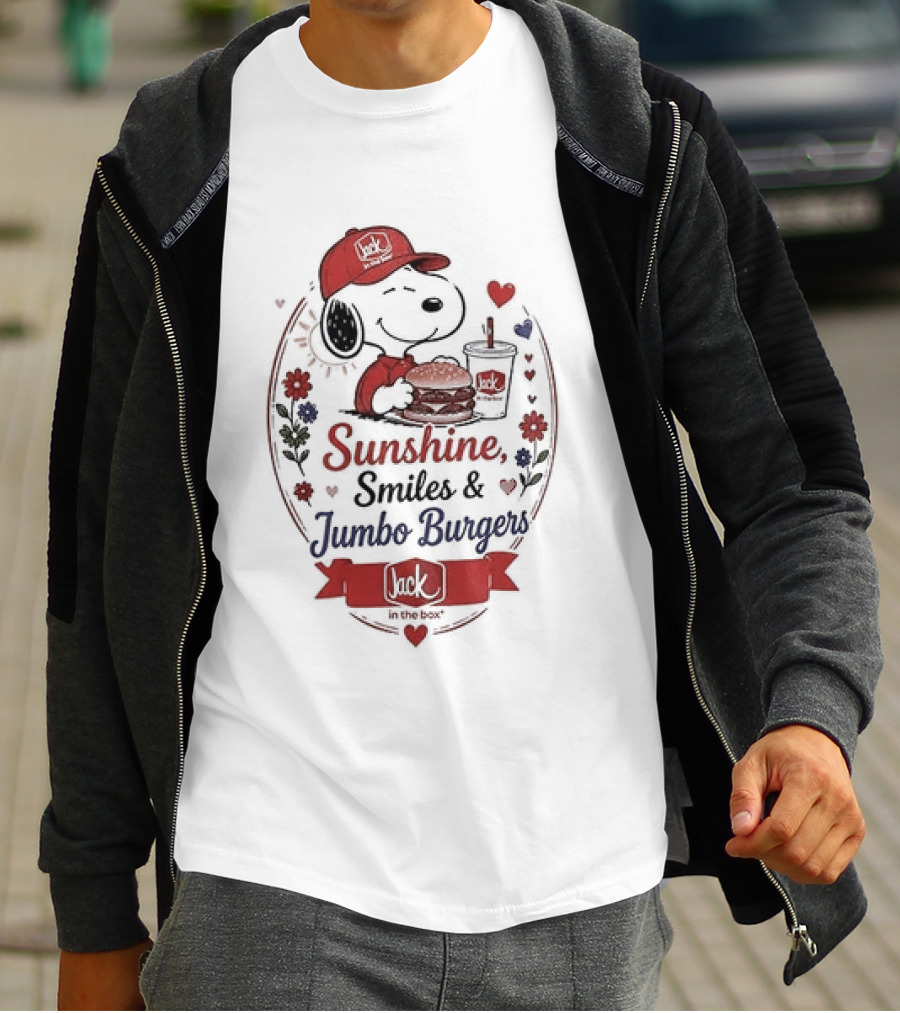 Peanuts Snoopy Sunshine Smiles Jumbo Burgers Collaboration With Jack In The Box T-Shirt