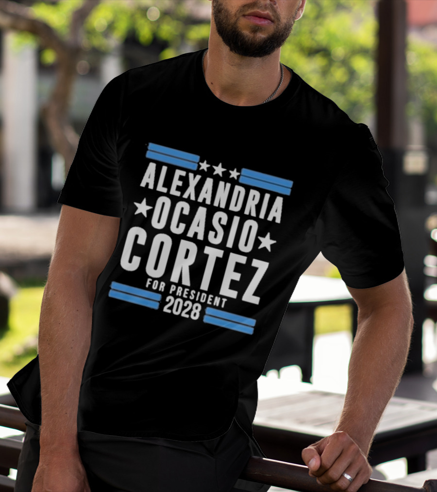 Alexandria Ocasio Cortez For President 2028 Stars Stripes Campaign T-Shirt