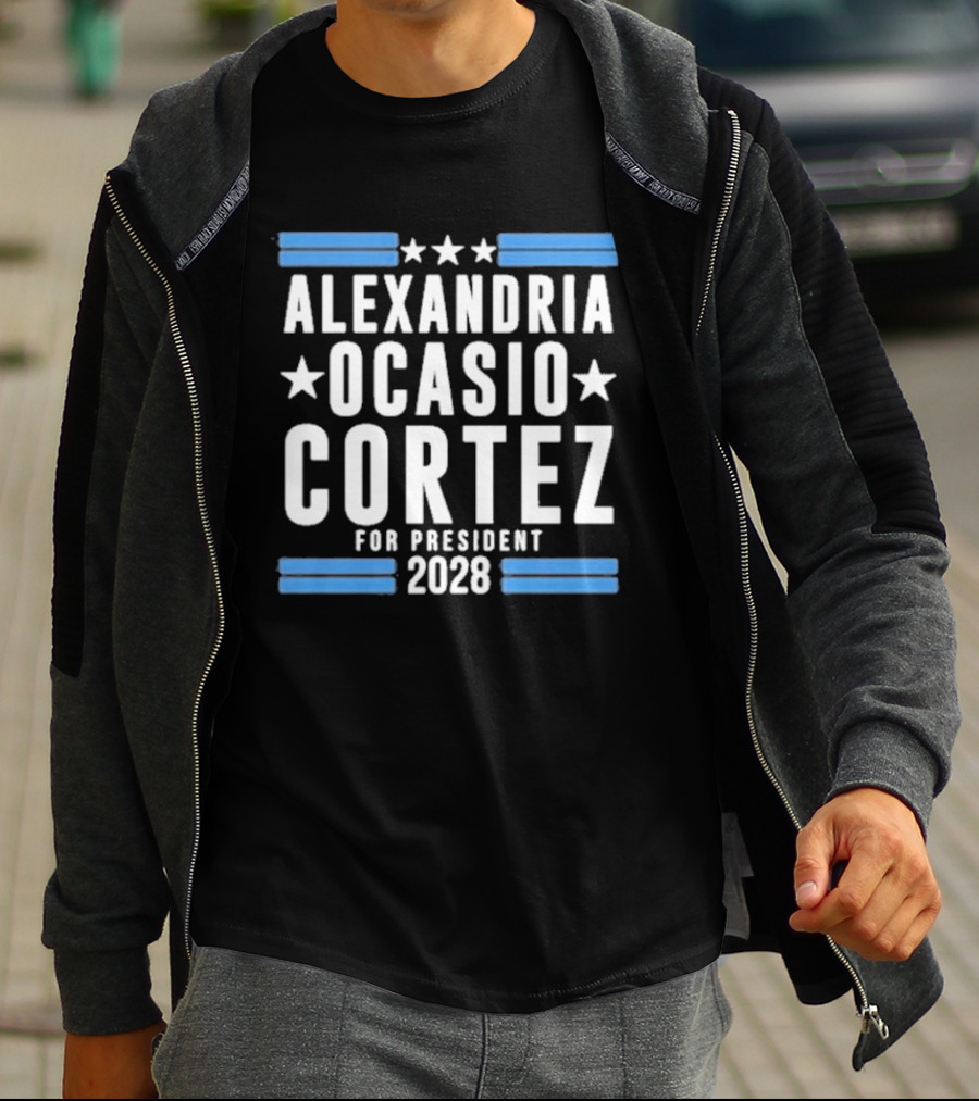 Alexandria Ocasio Cortez For President 2028 Stars Stripes Campaign T-Shirt