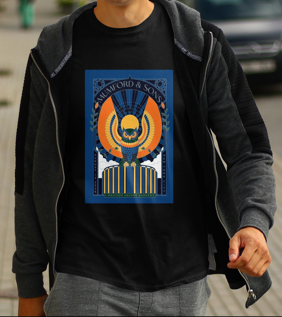 Mumford & Sons New York City August 12 2026 Madison Square Garden Owl T-Shirt