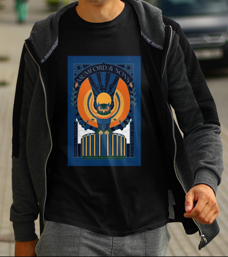 Mumford And Sons Madison Square Garden New York City August 12 2026 Owl T-Shirt