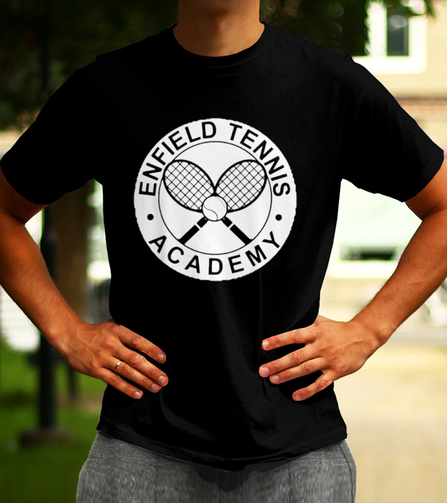 Enfield Tennis Academy Sports Club Circle Badge With Crossed Racquets T-Shirt