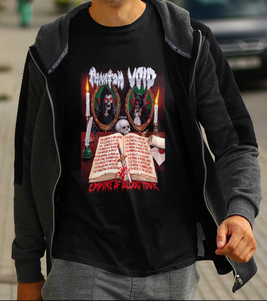 Phantom VOID 2026 Empire Of Blood Tour Dates And Locations Featuring Vampire Imagery And Candles T-Shirt
