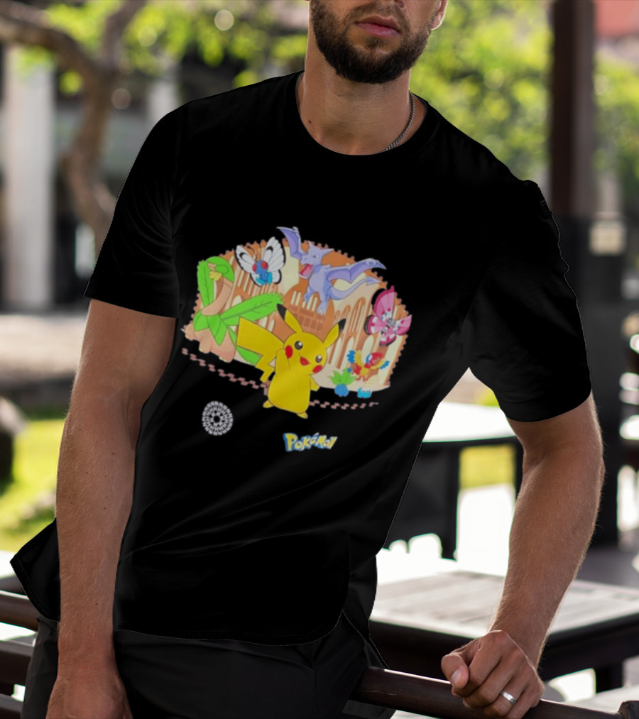 Pokecology Pikachu Aerodactyl Butterfree Vivillon Lileep Natural History Museum Collaboration T-Shirt