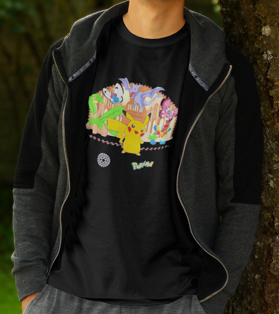 Pokecology Pikachu Aerodactyl Butterfree Vivillon Lileep Natural History Museum Collaboration T-Shirt