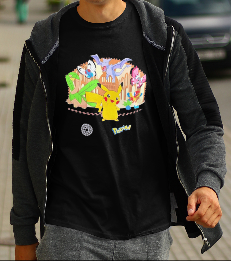 Pokecology Pikachu Aerodactyl Butterfree Vivillon Lileep Natural History Museum Collaboration T-Shirt