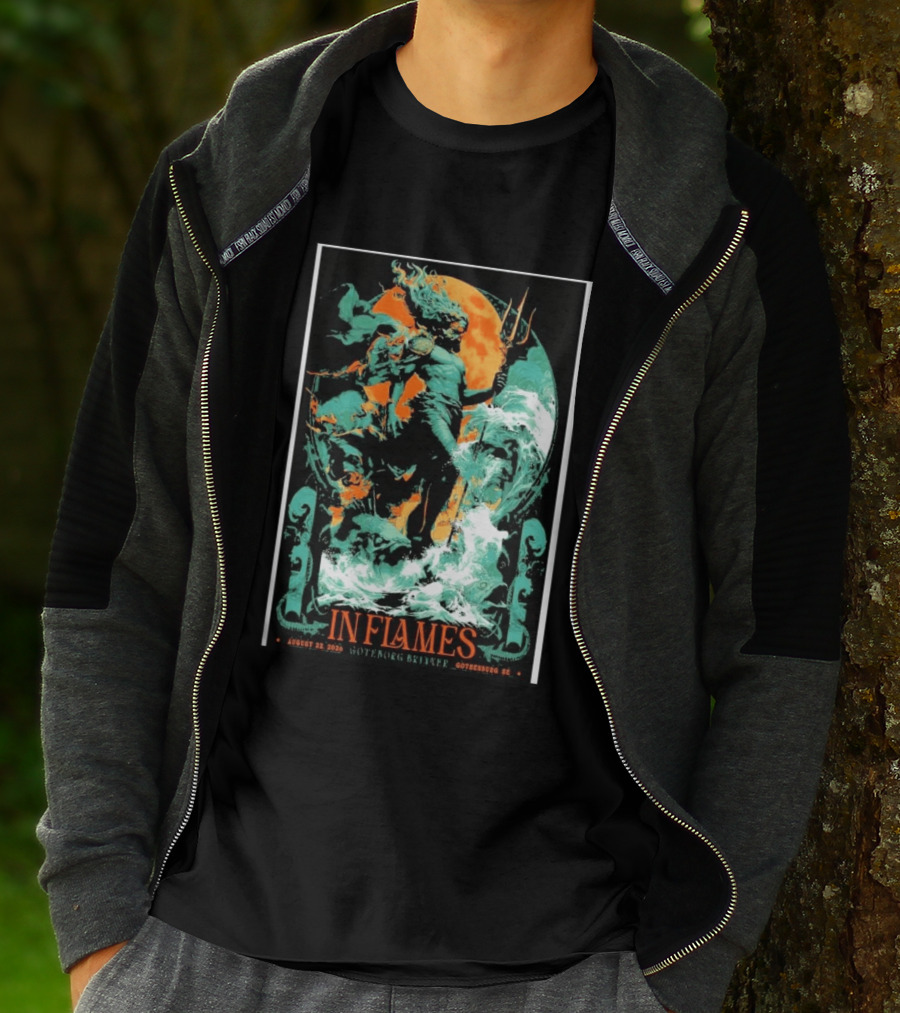 In Flames Göteborg Brinner August 22 2026 Poseidon Trident Concert Event Gothenburg SE T-Shirt