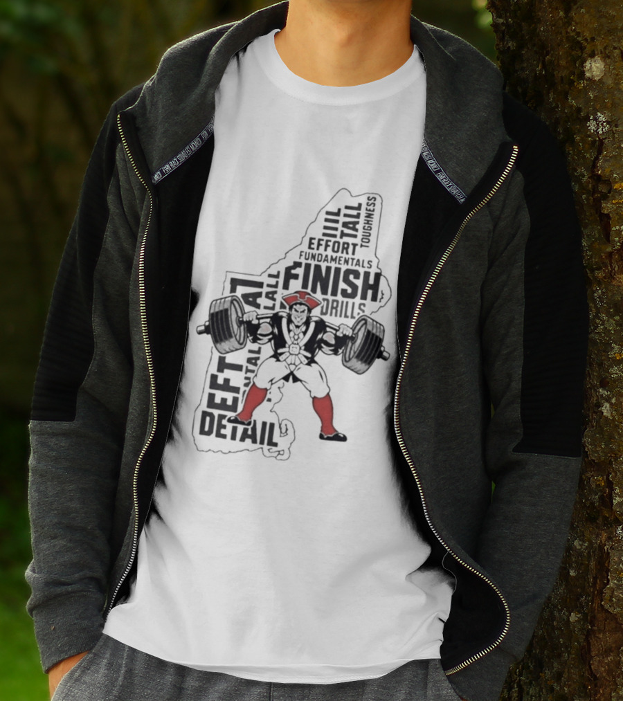 Pat Patriot Colonial Barbell Finish Drill Effort Detail T-Shirt