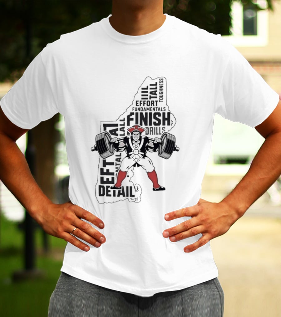 Pat Patriot Colonial Barbell Finish Drill Effort Detail T-Shirt