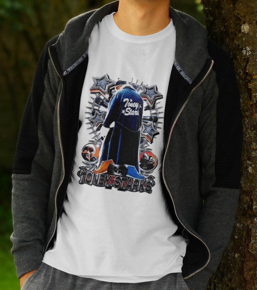 Toney Starks Blue Coat Star Motif Back Cover Art With Big Pun T-Shirt
