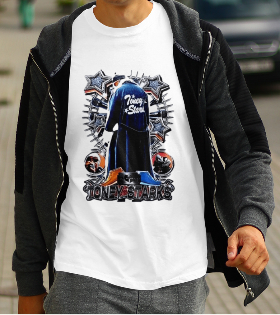 Toney Starks Blue Coat Star Motif Back Cover Art With Big Pun T-Shirt