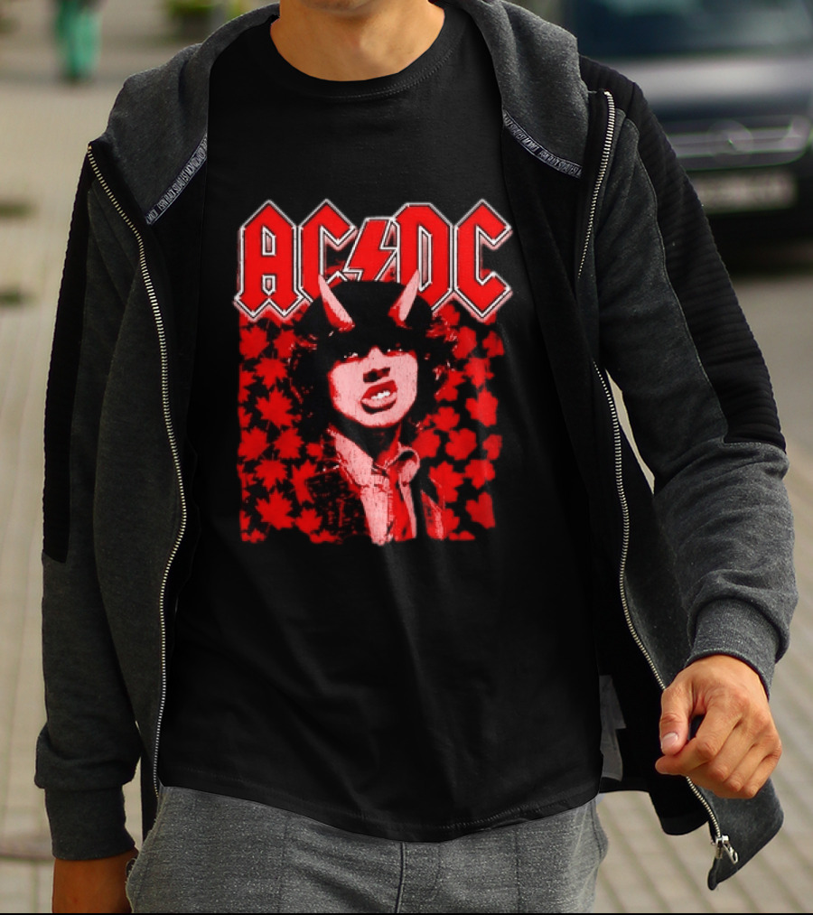 AC DC Pwr Up Canada 2026 Tour Rock Band Maple Leaf T-Shirt