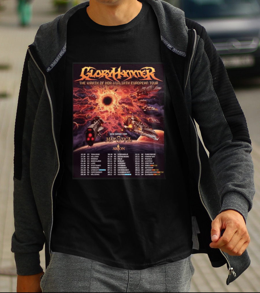 Gloryhammer The Wrath Of Kor Virliath European Tour Dates With Support From Majestica Arion T-Shirt