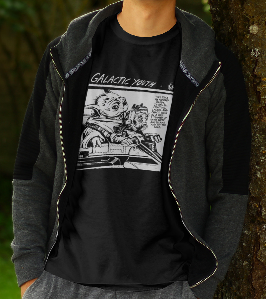 Grogu And Babu Frik Star Wars Galactic Youth They Stole My Armored Daddy T-Shirt