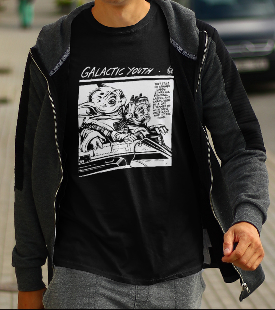 Grogu And Babu Frik Star Wars Galactic Youth They Stole My Armored Daddy T-Shirt