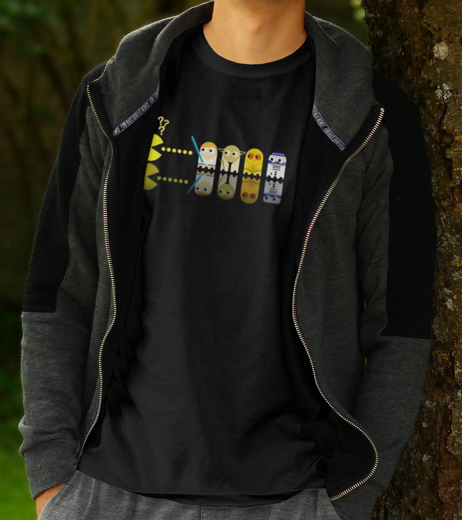 Pac Man Star Wars Crossover Luke Skywalker Yoda R2D2 T-Shirt