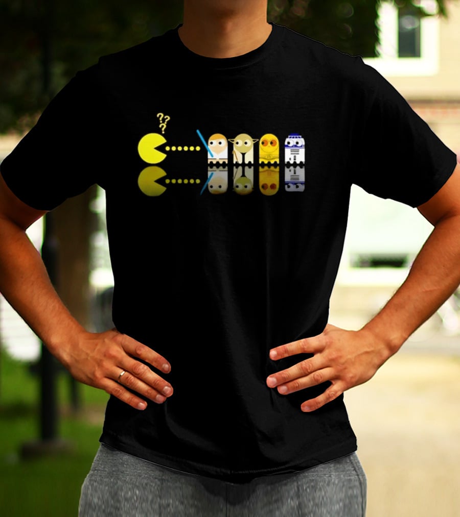 Pac Man Star Wars Crossover Luke Skywalker Yoda R2D2 T-Shirt