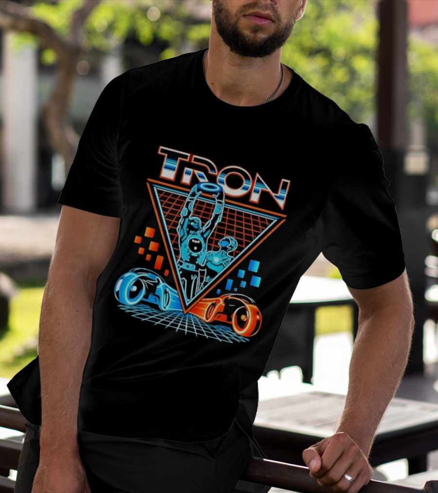 Tron Light Cycle Grid Sci Fi 80s Movie Characters And Iconic Vehicles T-Shirt