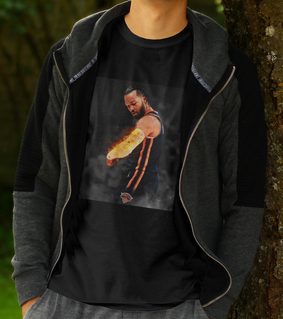 Happy International Lefthanders Day Jalen Brunson Knicks Player Flaming Arm T-Shirt