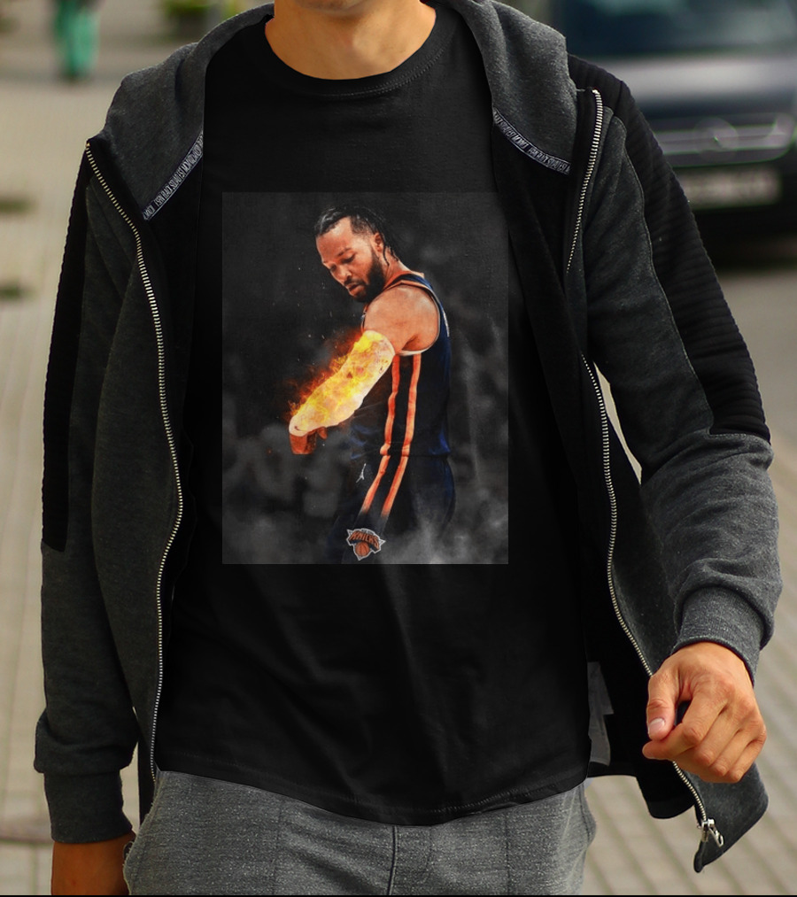 Happy International Lefthanders Day Jalen Brunson Knicks Player Flaming Arm T-Shirt