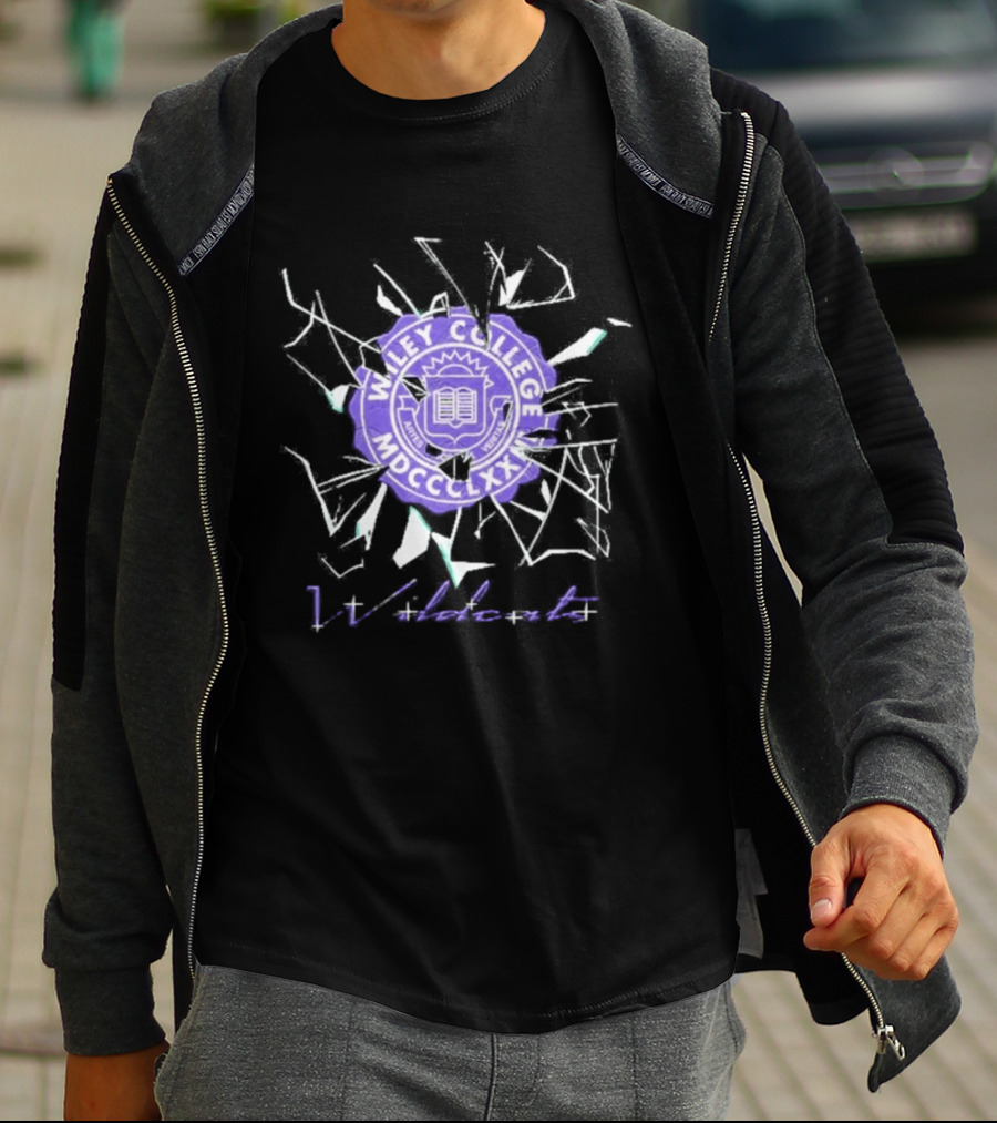 Wiley College Wildcats Seal Shattered Glass MDCCCXLII T-Shirt