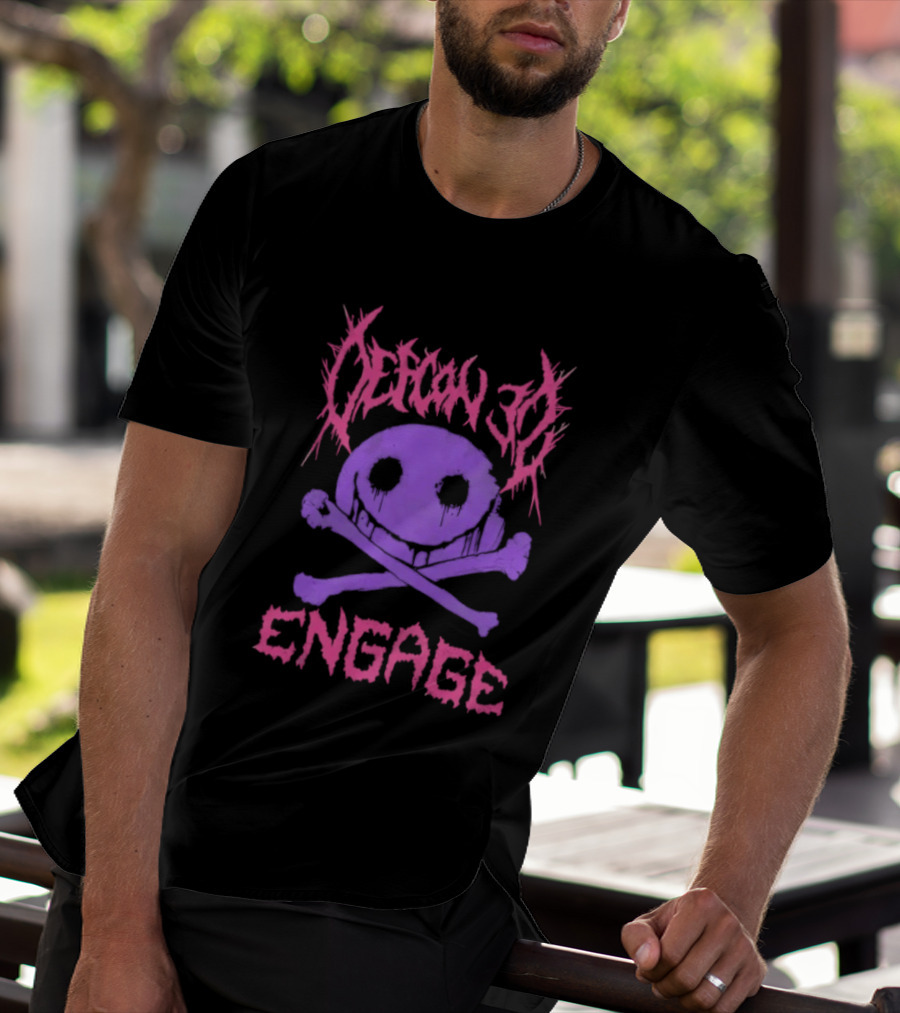 Defcon 30 Engage Purple Metal Skull Smiley T-Shirt