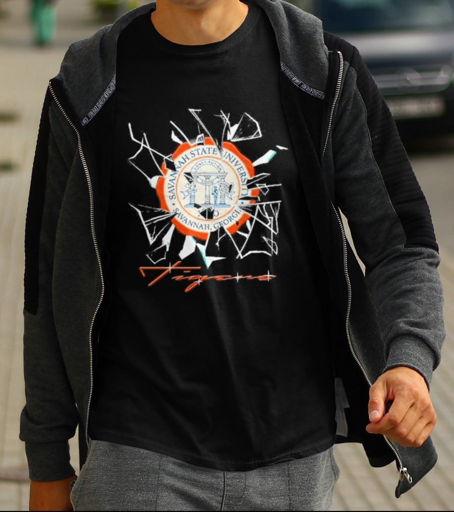 Savannah State University Seal Tigers Shattered Glass T-Shirt