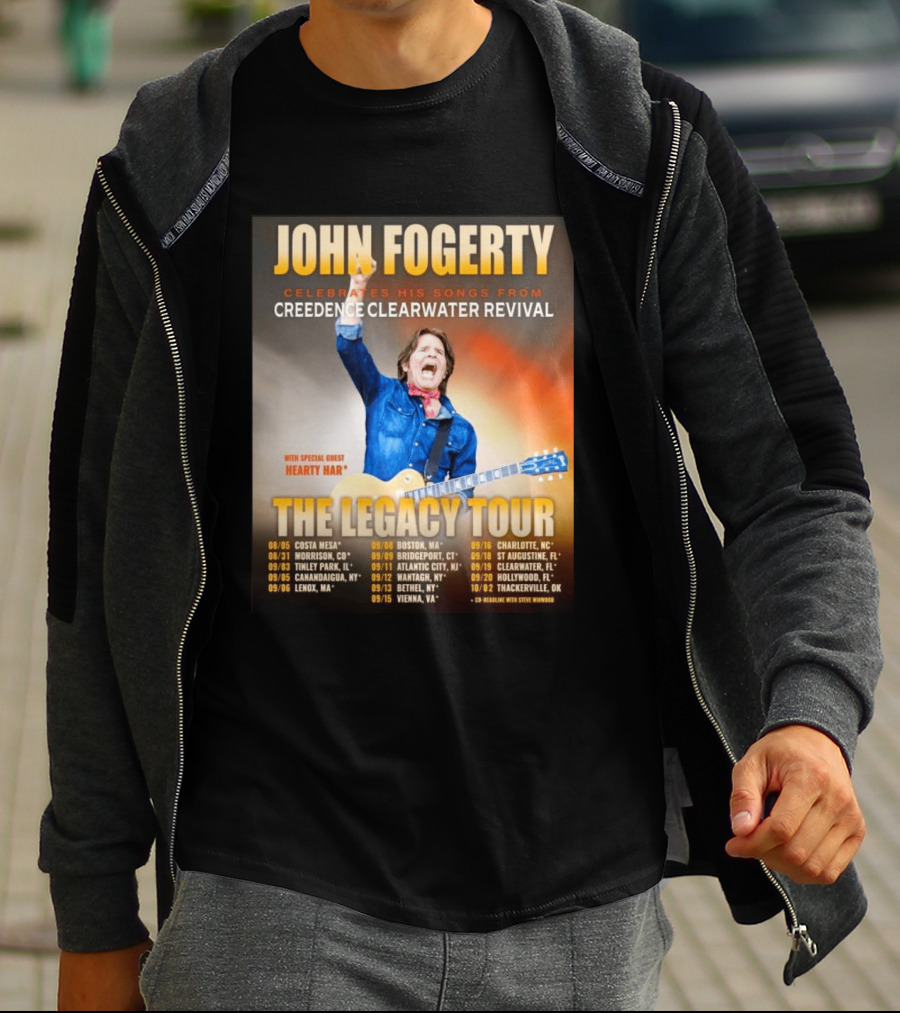 John Fogerty Celebrates His Songs From Creedence Clearwater Revival The Legacy Tour With Hearty Har Dates And Locations T-Shirt