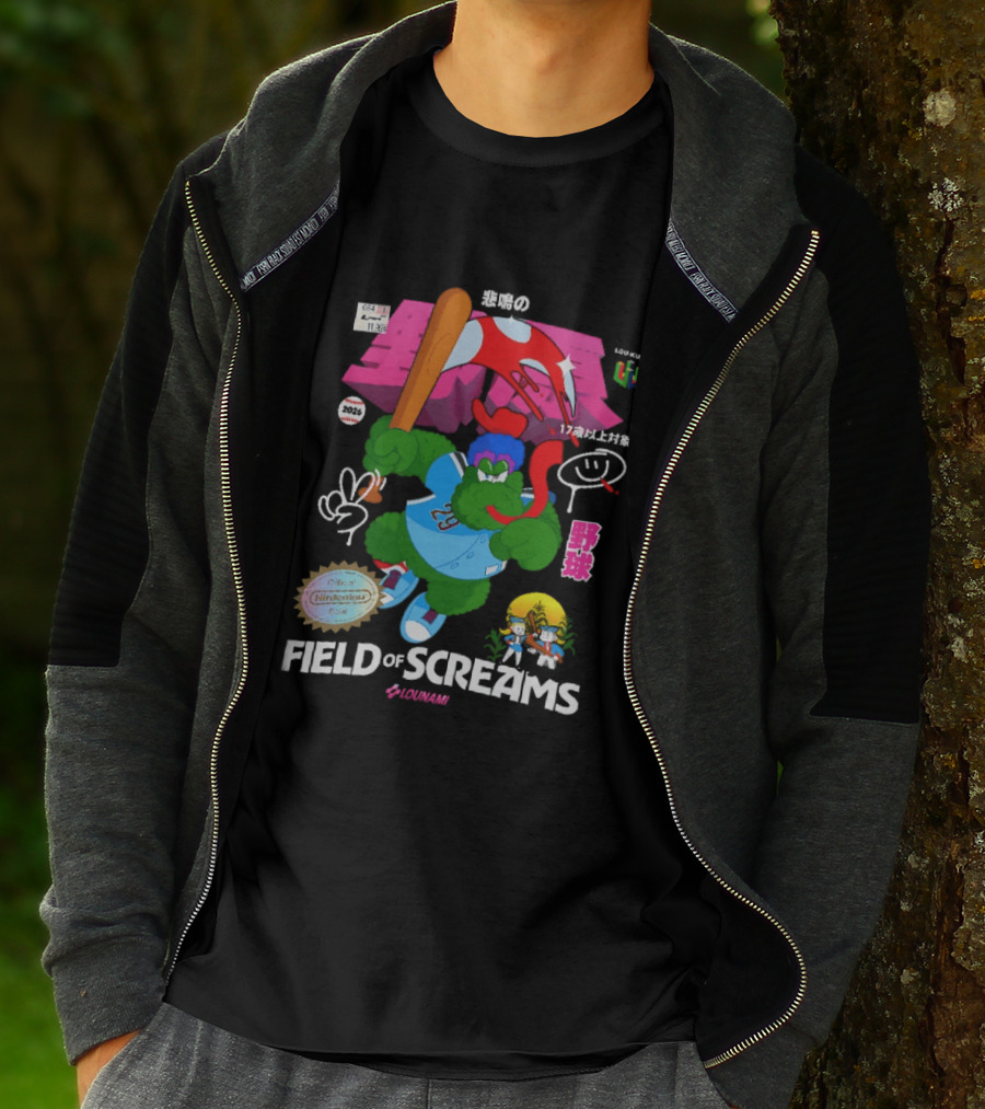 Field Of Screams Baseball 2026 Nintenlou Seal Lounami 17 T-Shirt