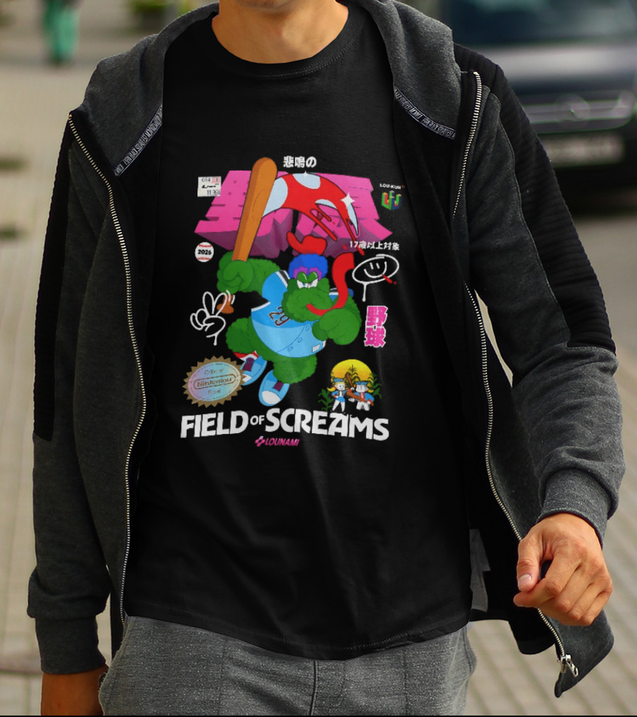 Field Of Screams Baseball 2026 Nintenlou Seal Lounami 17 T-Shirt