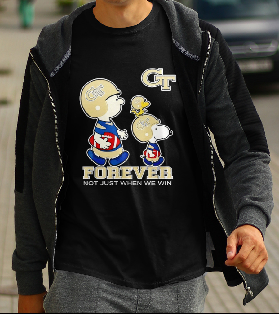 Snoopy Woodstock Charlie Brown Georgia Tech Yellow Jackets Forever Not Just When We Win T-Shirt