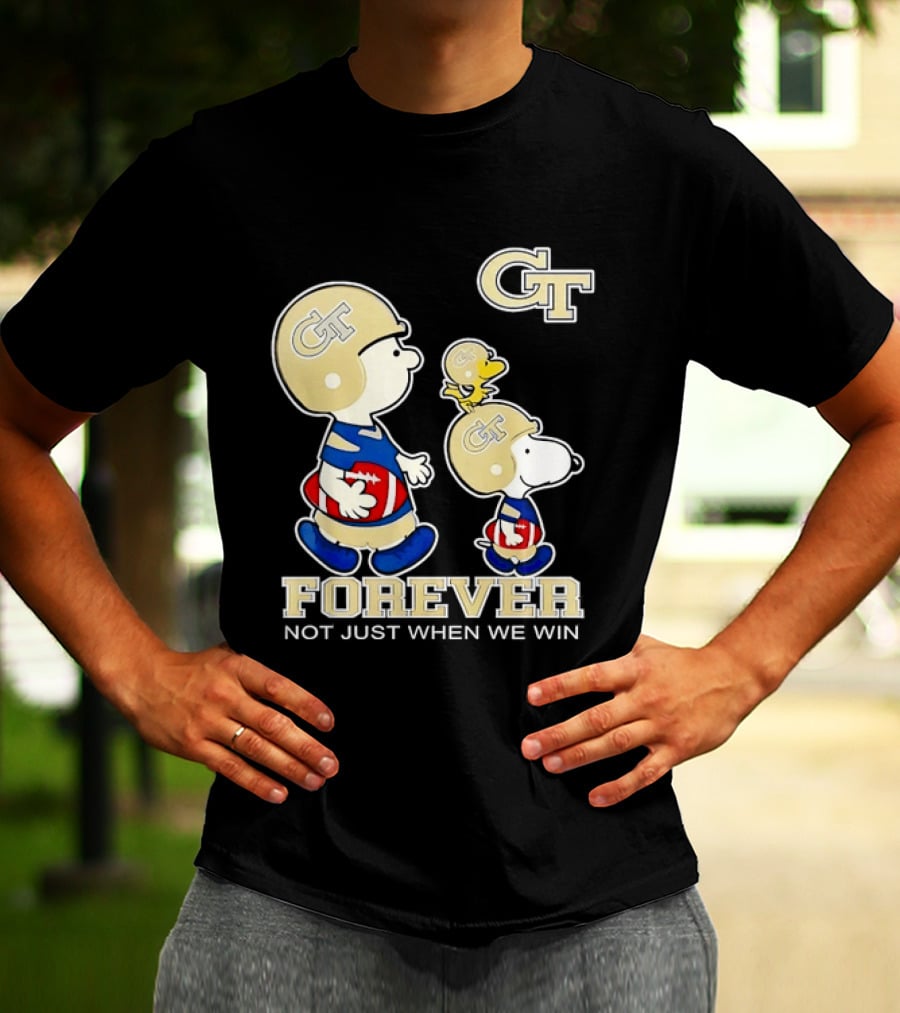 Snoopy Woodstock Charlie Brown Georgia Tech Yellow Jackets Forever Not Just When We Win T-Shirt