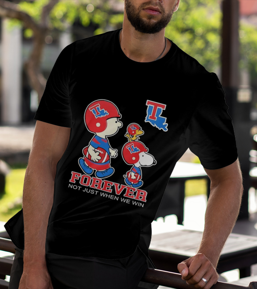 Charlie Brown Snoopy Woodstock Louisiana Tech Bulldogs Forever Not Just When We Win T-Shirt