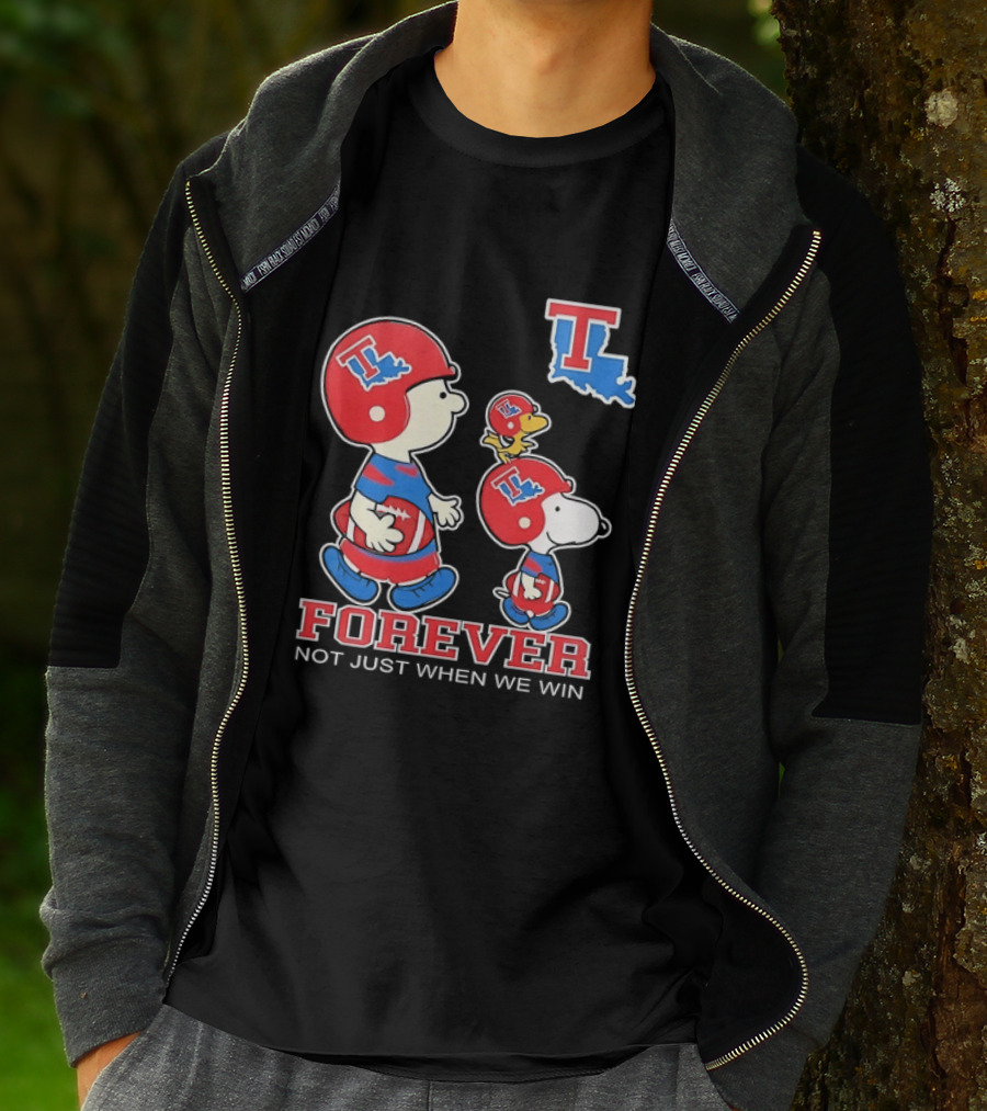 Charlie Brown Snoopy Woodstock Louisiana Tech Bulldogs Forever Not Just When We Win T-Shirt