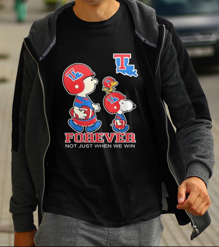 Charlie Brown Snoopy Woodstock Louisiana Tech Bulldogs Forever Not Just When We Win T-Shirt