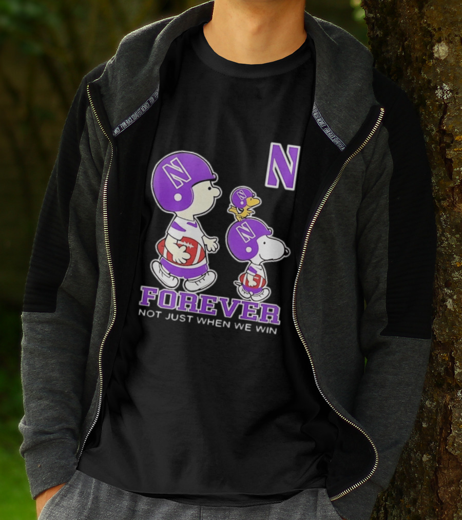 Snoopy Woodstock Charlie Brown Northwestern Wildcats Forever Not Just When We Win T-Shirt