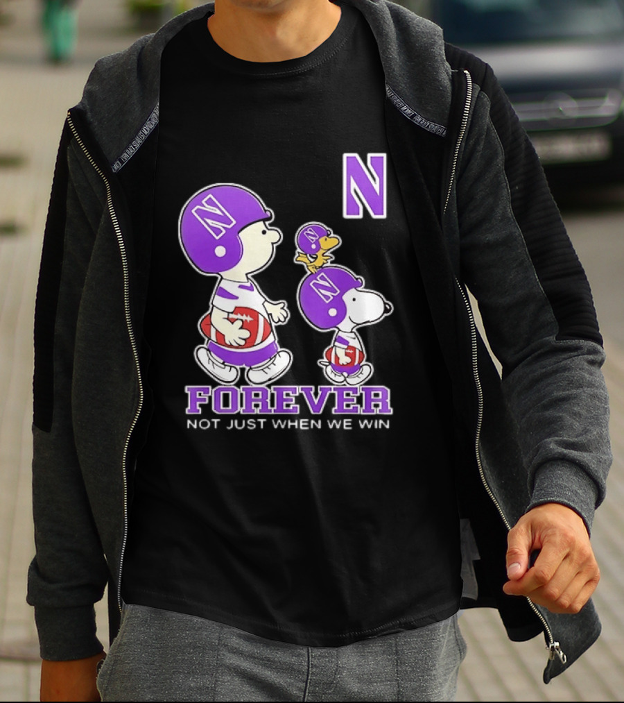 Snoopy Woodstock Charlie Brown Northwestern Wildcats Forever Not Just When We Win T-Shirt