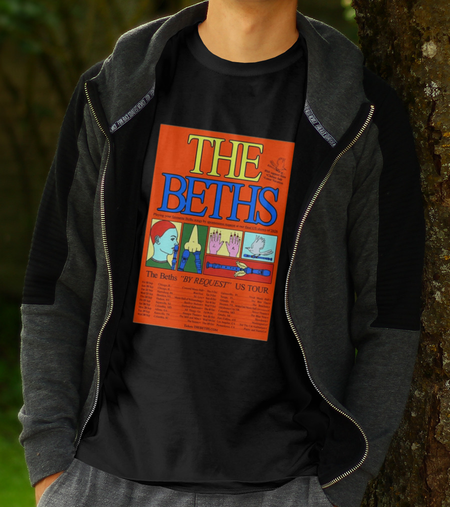 The Beths By Request US Tour 2026 Final Shows With Hands And Musical Notes T-Shirt