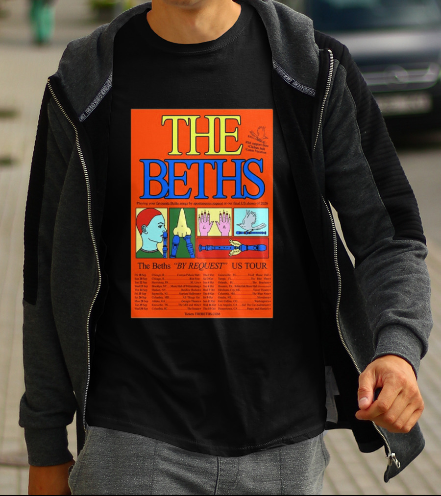 The Beths By Request US Tour 2026 Final Shows With Hands And Musical Notes T-Shirt